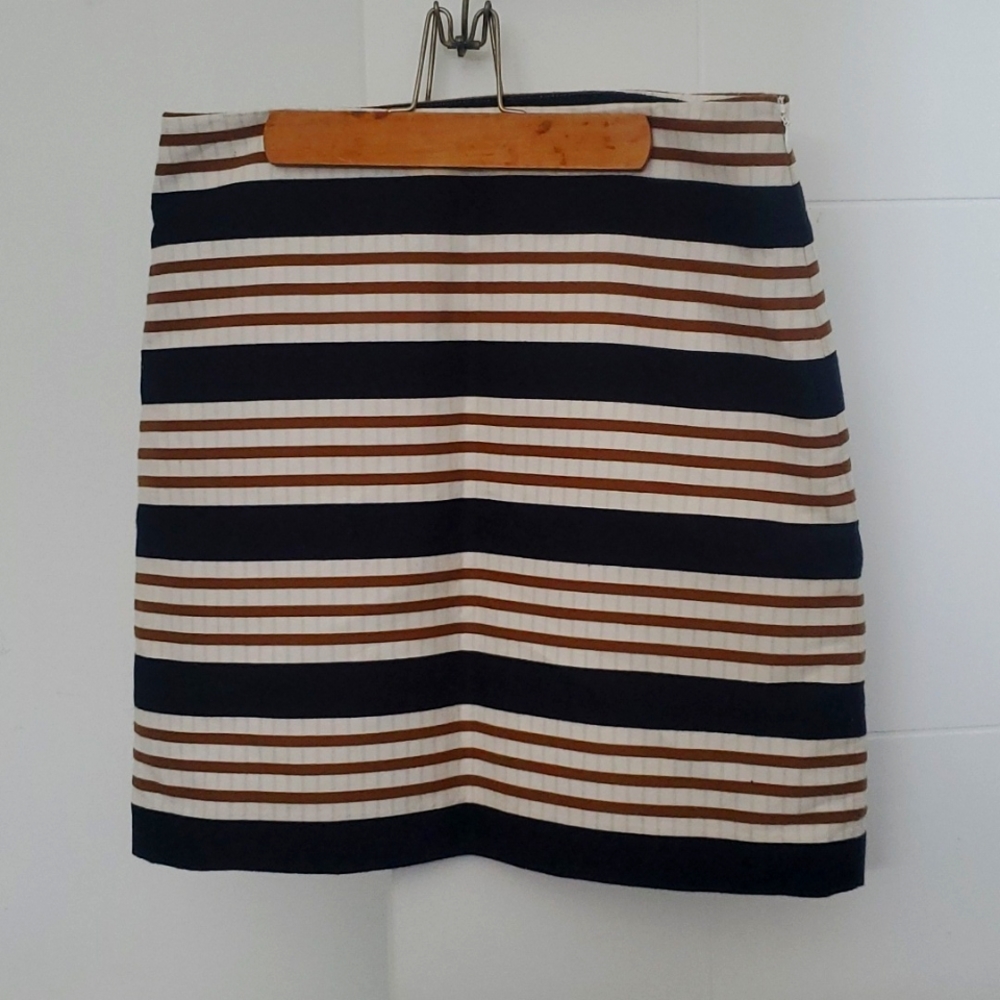 Loft striped above the knee pencil skirt